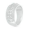 Thumbnail Image 1 of 0.085 CT. T.W. Diamond Alternating Heart Scroll Band in Sterling Silver
