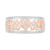 Thumbnail Image 2 of 0.145 CT. T.W. Diamond Alternating Heart Frame Promise Ring in Sterling Silver and 14K Rose Gold Plate