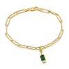 Thumbnail Image 1 of Emerald-Cut Lab-Created Emerald and Sideways Baguette White Lab-Created Sapphire Paper Clip Bracelet in 14K Gold - 7.5"