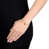 Thumbnail Image 3 of Emerald-Cut Lab-Created Ruby and White Lab-Created Sapphire Charm Paper Clip Bracelet in 14K Gold