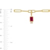 Thumbnail Image 4 of Emerald-Cut Lab-Created Ruby and White Lab-Created Sapphire Charm Paper Clip Bracelet in 14K Gold