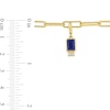 Thumbnail Image 4 of Emerald-Cut Blue Lab-Created Sapphire and White Lab-Created Sapphire Charm Paper Clip Bracelet in 14K Gold