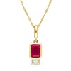 Thumbnail Image 1 of Emerald-Cut Lab-Created Ruby and White Lab-Created Sapphire Charm Pendant in 14K Gold