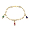 Thumbnail Image 1 of Emerald-Cut Lab-Created Ruby, Lab-Created Emerald, Blue and White Lab-Created Sapphire Paper Clip Bracelet in 14K Gold