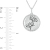 Thumbnail Image 1 of 0.085 CT. T.W. Diamond Alternating Beaded Frame Engravable Birth Flower Pendant in Sterling Silver (1 Flower)