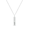 Thumbnail Image 1 of Diamond Accent Engravable Birth Flower Vertical Bar Pendant in Sterling Silver (1 Flower)