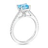 Thumbnail Image 3 of 6.0mm Princess-Cut Swiss Blue Topaz and 0.26 CT. T.W. Diamond Ring in 14K White Gold