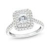 0.80 CT. T.W. Emerald-Cut Diamond Double Frame Engagement Ring in 14K White Gold (I/SI2)
