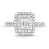 0.80 CT. T.W. Emerald-Cut Diamond Double Frame Engagement Ring in 14K White Gold (I/SI2)