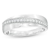 Men's 0.25 CT. T.W. Diamond Slant Wedding Band in 10K White Gold