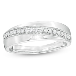 0.25 CT. T.W. Diamond Slant Wedding Band in 10K White Gold