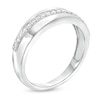 Thumbnail Image 2 of Men's 0.25 CT. T.W. Diamond Slant Wedding Band in 10K White Gold