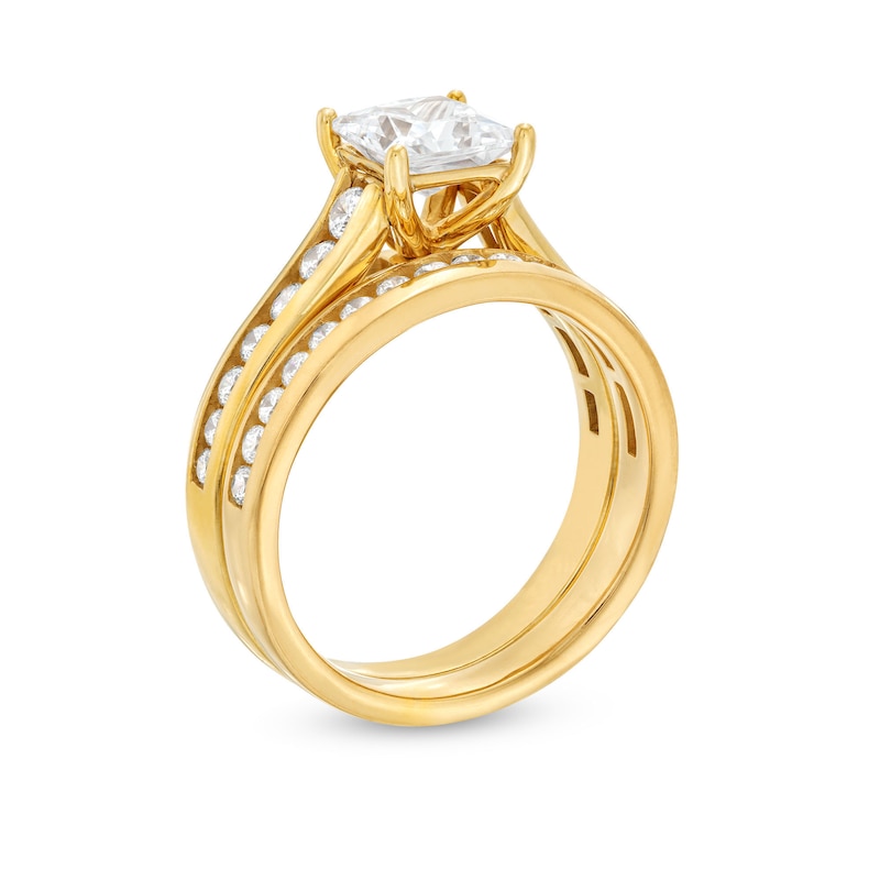 2.25 CT. T.W. Certified Princess-Cut Lab-Created Diamond Bridal Set in 14K Gold (F/SI2)