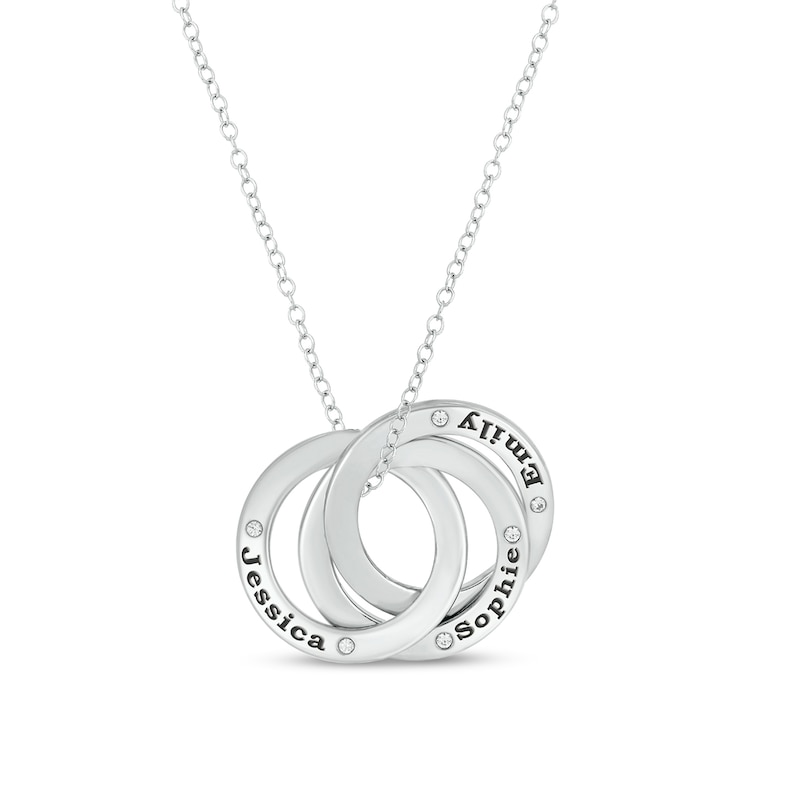 Main Image 1 of 0.04 CT. T.W. Diamond Engravable Three Interlocking Circles Pendant in Sterling Silver (1-3 Lines)