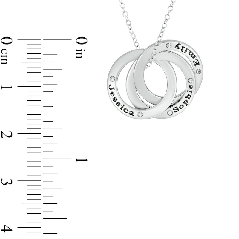 Main Image 2 of 0.04 CT. T.W. Diamond Engravable Three Interlocking Circles Pendant in Sterling Silver (1-3 Lines)