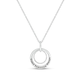 0.085 CT. T.W. Diamond Engravable Double Doorknocker Circle Pendant in Sterling Silver (1 Line)