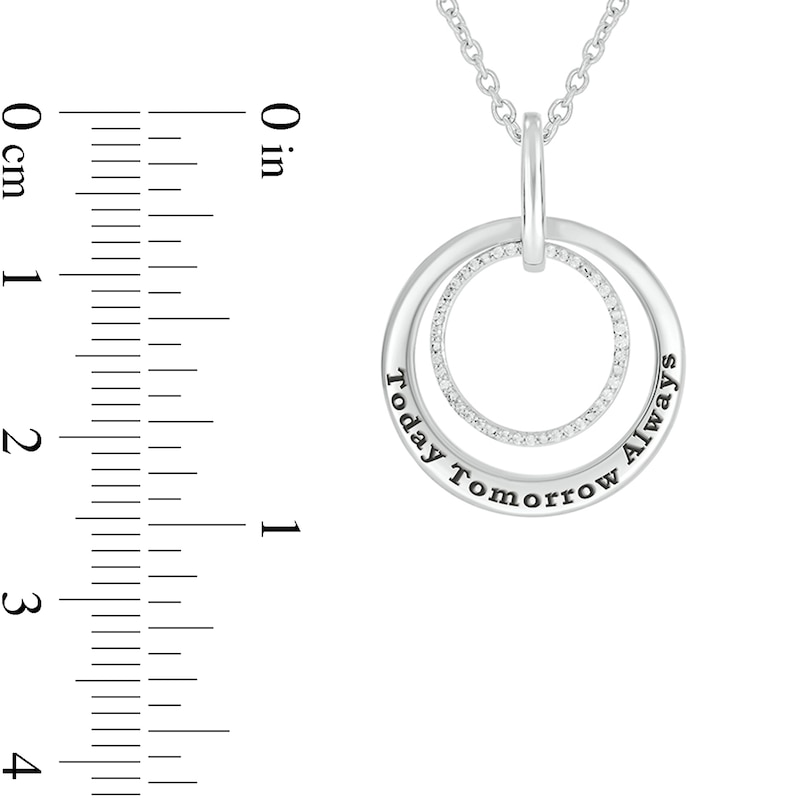 Main Image 2 of 0.085 CT. T.W. Diamond Engravable Double Doorknocker Circle Pendant in Sterling Silver (1 Line)