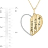 Thumbnail Image 2 of 0.085 CT. T.W. Diamond Alternating Beaded Frame Engravable Heart Pendant in Sterling Silver with 14K Gold Plate (3 Lines)