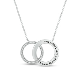 0.086 CT. T.W. Diamond Engravable Interlocking Circles Necklace in Sterling Silver (1 Line)