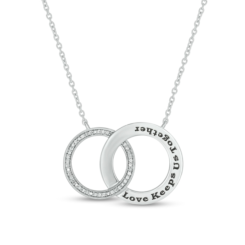 Main Image 1 of 0.086 CT. T.W. Diamond Engravable Interlocking Circles Necklace in Sterling Silver (1 Line)