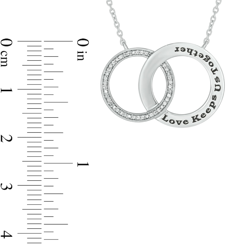 Main Image 2 of 0.086 CT. T.W. Diamond Engravable Interlocking Circles Necklace in Sterling Silver (1 Line)