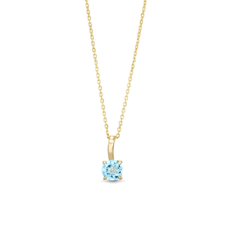 6.0mm Swiss Blue Topaz Solitaire Curved Drop Pendant in 10K Gold|Peoples Jewellers