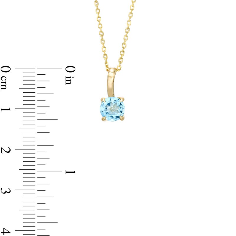 Main Image 3 of 6.0mm Swiss Blue Topaz Solitaire Curved Drop Pendant in 10K Gold