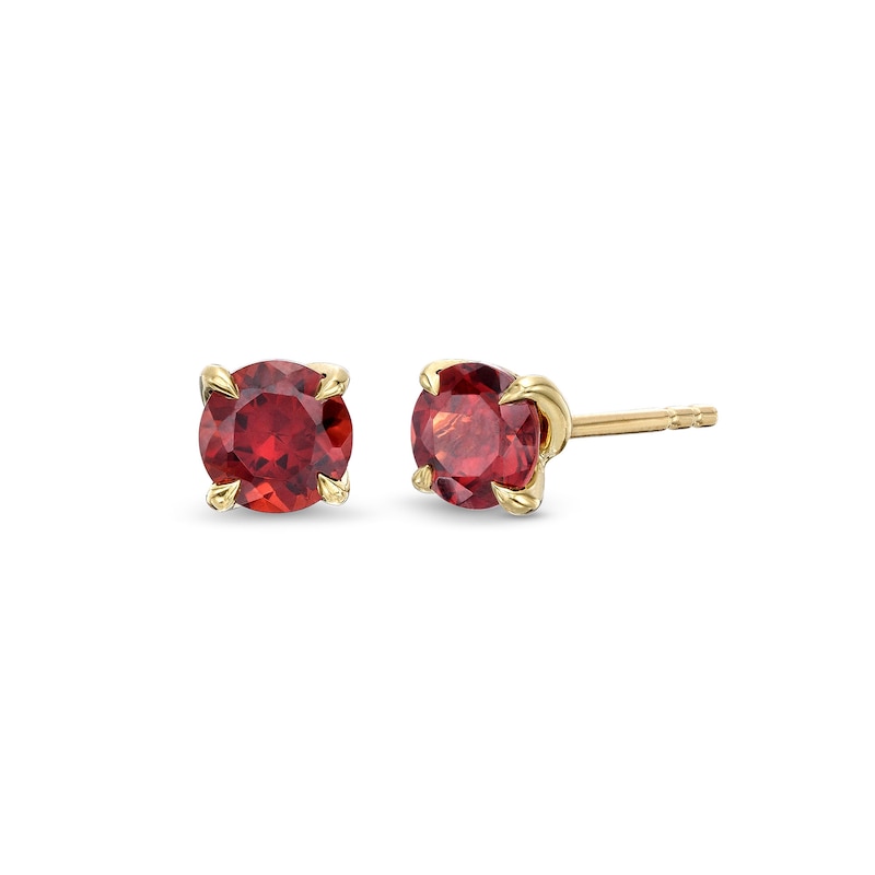 5.0mm Garnet Solitaire Stud Earrings in 10K Gold|Peoples Jewellers