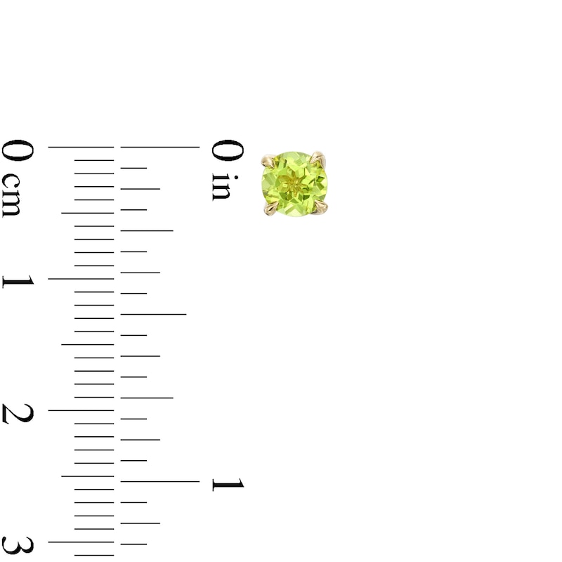 Main Image 3 of 5.0mm Peridot Solitaire Stud Earrings in 10K Gold