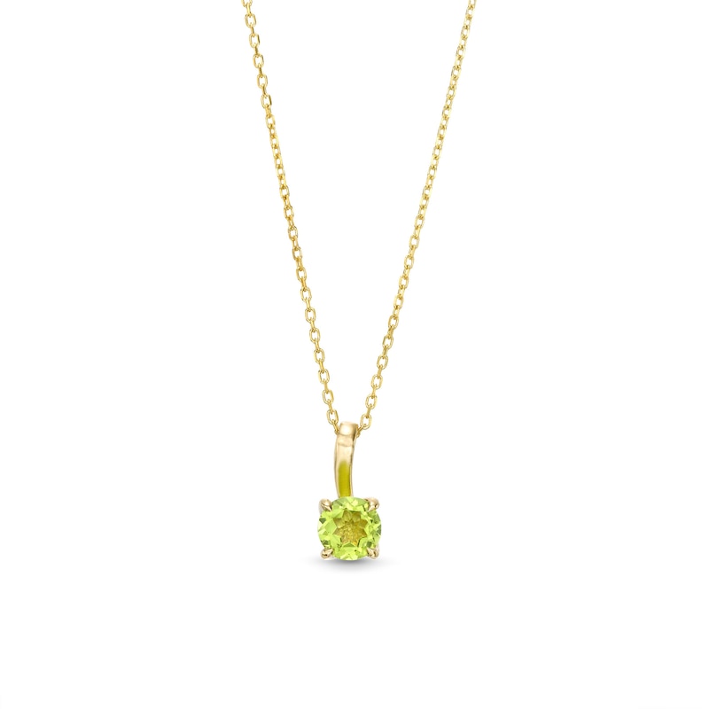 Main Image 1 of 6.0mm Peridot Solitaire Curved Drop Pendant in 10K Gold