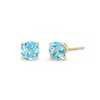 Thumbnail Image 0 of 5.0mm Swiss Blue Topaz Solitaire Stud Earrings in 10K Gold