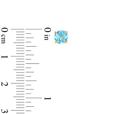 5.0mm Swiss Blue Topaz Solitaire Stud Earrings in 10K Gold