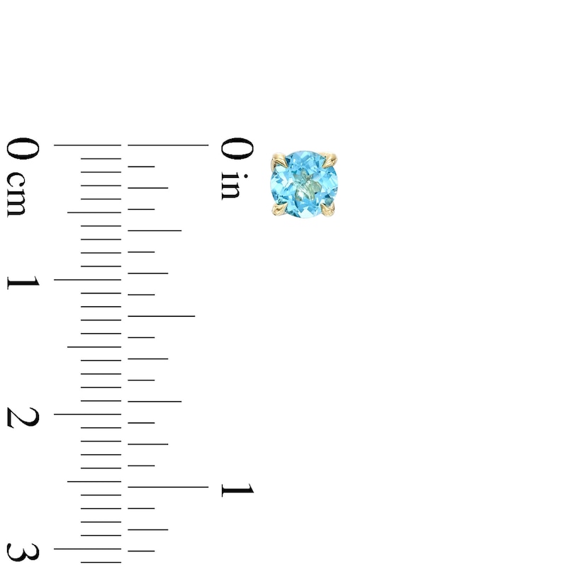 Main Image 3 of 5.0mm Swiss Blue Topaz Solitaire Stud Earrings in 10K Gold