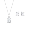 Thumbnail Image 1 of Emerald-Cut White Lab-Created Sapphire Pendant and Stud Earrings Set in Sterling Silver