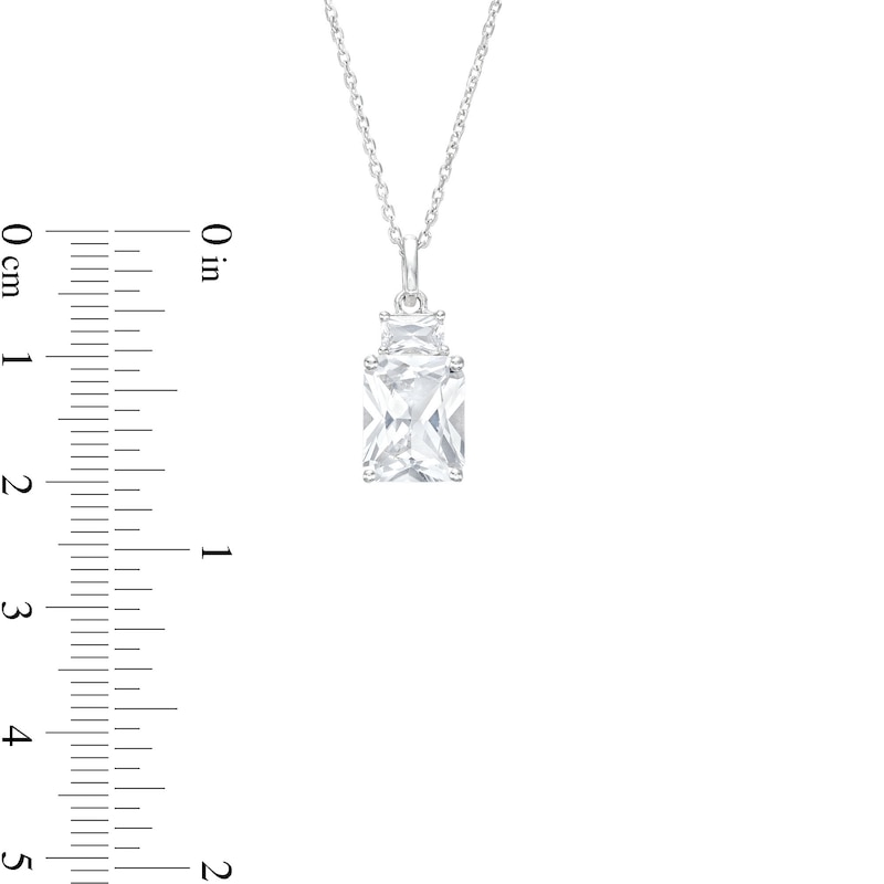 Main Image 3 of Emerald-Cut White Lab-Created Sapphire Pendant and Stud Earrings Set in Sterling Silver