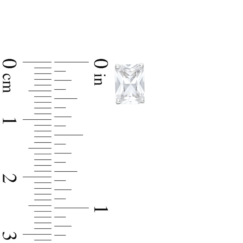 Main Image 4 of Emerald-Cut White Lab-Created Sapphire Pendant and Stud Earrings Set in Sterling Silver
