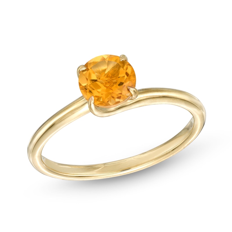 6.0mm Citrine Solitaire Bypass Ring in 10K Gold
