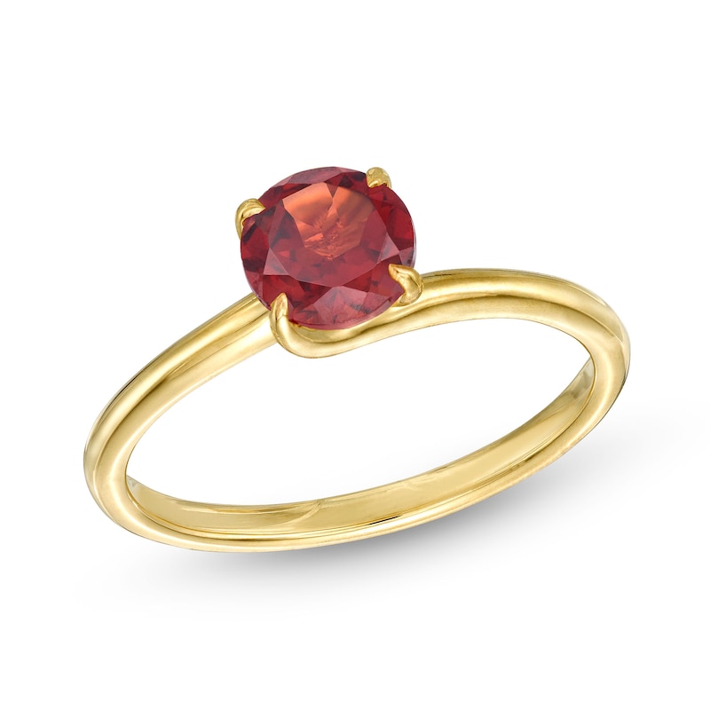 6.0mm Garnet Solitaire Bypass Ring in 10K Gold|Peoples Jewellers