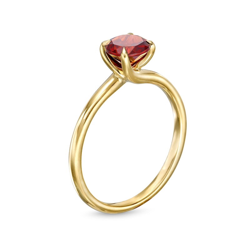 Main Image 3 of 6.0mm Garnet Solitaire Bypass Ring in 10K Gold