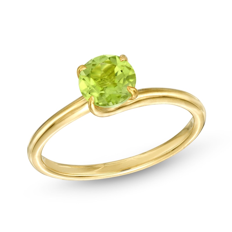 Main Image 1 of 6.0mm Peridot Solitaire Bypass Ring in 10K Gold