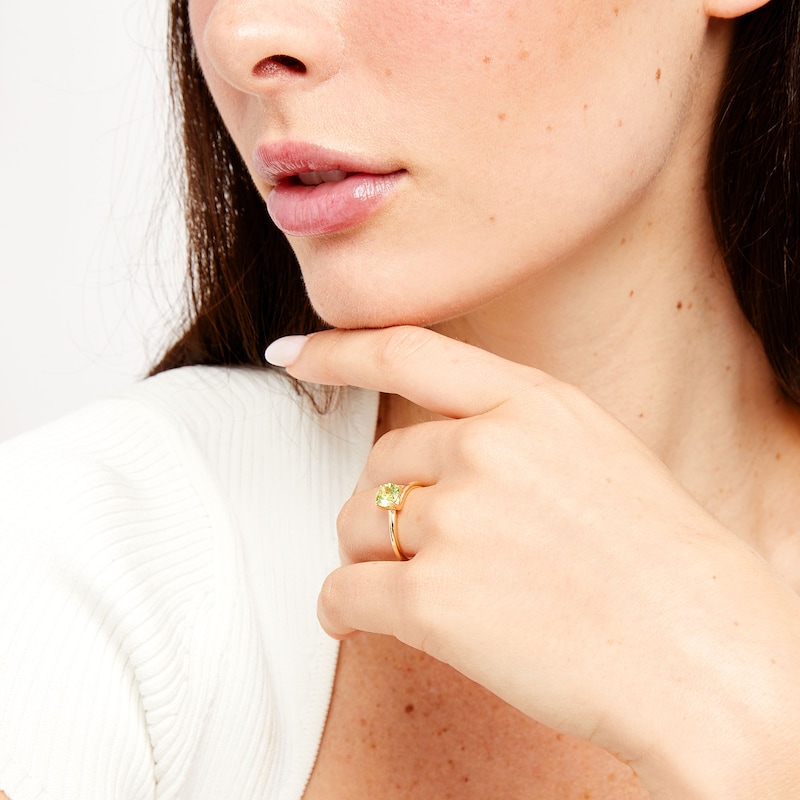Main Image 2 of 6.0mm Peridot Solitaire Bypass Ring in 10K Gold
