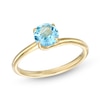 Thumbnail Image 0 of 6.0mm Swiss Blue Topaz Solitaire Bypass Ring in 10K Gold