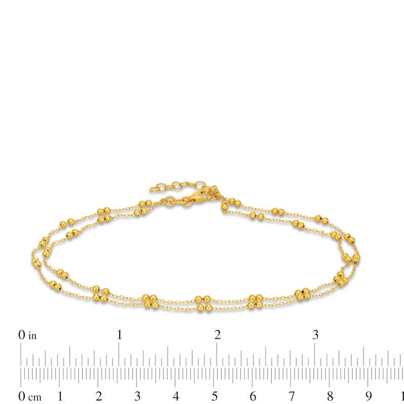 Main Image 4 of Brilliance Bead Double Strand Anklet in 10K Gold - 10"