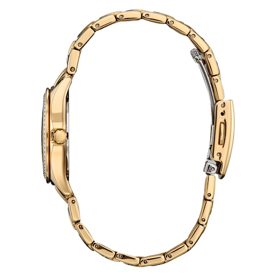 Ladies’ Citizen Eco-Drive® Crystal Accent Gold-Tone IP Watch with Champagne Dial (Model: FE1147-79P)