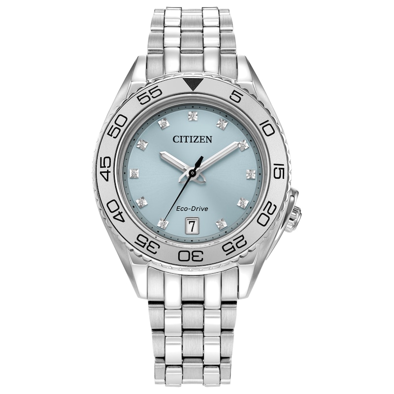Ladies’ Citizen Eco-Drive® Sport Luxury Diamond Accent Watch with Light Blue Dial (Model: FE6161-54L)