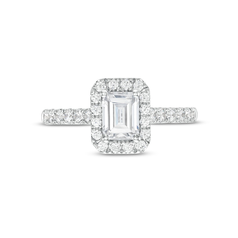 1.50 CT. T.W. GIA-Graded Emerald-Cut Diamond Frame Engagement Ring in 14K White Gold (F/SI2)