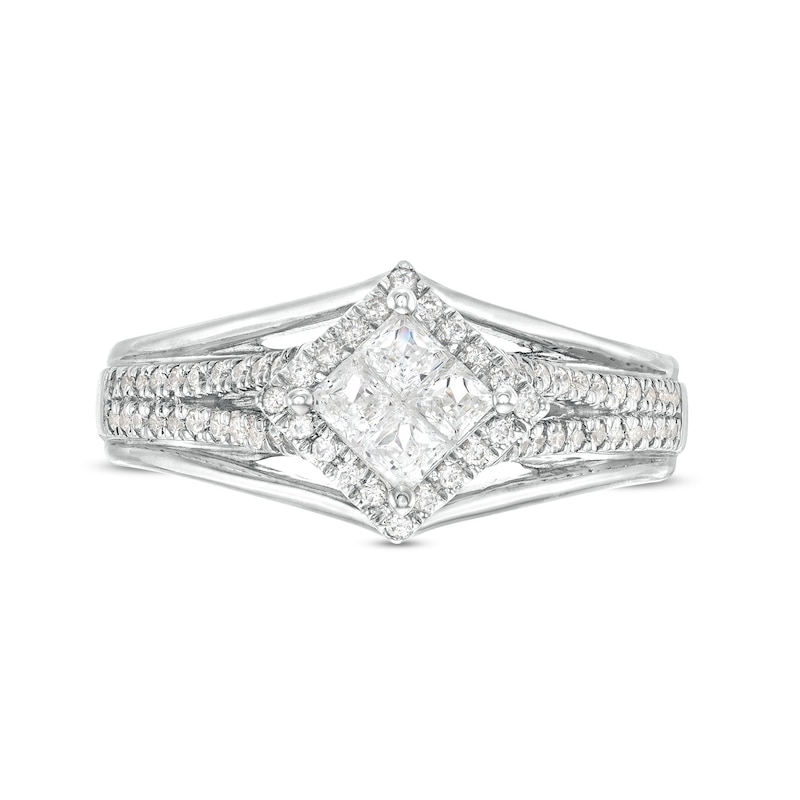 0.60 CT. T.W. Quad Princess-Cut Diamond Tilted Frame Engagement Ring in 10K White Gold