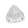 Thumbnail Image 0 of 2.00 CT. T.W. Pear Multi-Diamond Sunburst Frame Multi-Row Engagement Ring in 14K White Gold