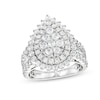 2.00 CT. T.W. Pear Multi-Diamond Sunburst Frame Multi-Row Engagement Ring in 14K White Gold