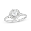 Thumbnail Image 1 of Canadian Certified Centre Diamond 0.50 CT. T.W. Double Frame Engagement Ring in 14K White Gold (I/I1)
